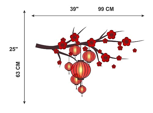 ESP Creation Combo Set of 2 Branch with Red Lantern | Pink Tree with Bird and Nest Wall Decals for Hall, Bedroom &amp; Kitchen(FROM INDIA FAAZ) - View 4 of 4