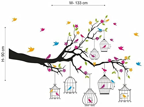 ESP Creation Combo Set of 2 Golden Deer with Birds | Branches with Flowers and Birds Cages Wall Decals for Hall, Bedroom &amp; Kitchen(FROM INDIA FAAZ) - View 3 of 4