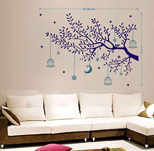 ESP Creation Combo Set of 2 Golden Deer with Birds | Blue Tree Moon Wall Decals for Hall, Bedroom &amp; Kitchen(FROM INDIA FAAZ) - View 3 of 4