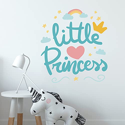 Little Princess Sign with Crown Heart Wall Art Sticker for Girls Room Playroom Baby Nursery Wall Decoration Bedroom Door Study Boho Nursery Wall Decoration Playroom Decor - View 4 of 7