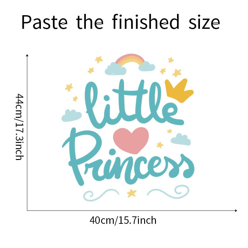 Little Princess Sign with Crown Heart Wall Art Sticker for Girls Room Playroom Baby Nursery Wall Decoration Bedroom Door Study Boho Nursery Wall Decoration Playroom Decor - View 6 of 7
