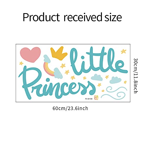 Little Princess Sign with Crown Heart Wall Art Sticker for Girls Room Playroom Baby Nursery Wall Decoration Bedroom Door Study Boho Nursery Wall Decoration Playroom Decor - View 7 of 7