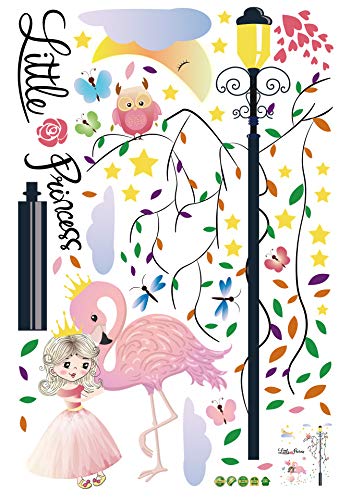 Pumkins Little Princess Hugging Flamingo Wall Stickers for Kids Room Bedroom Living Room Door Study Boho Nursery Wall Decoration Wall Sticker Baby Boy Girl Room Bedroom Nursery Playroom Decor - View 5 of 7