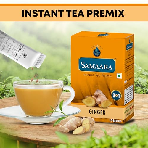 Samaara Instant Tea Premix Sachets, 20 Sachets Box, Instant Tea, Premix Tea Sachets, Assam Tea, Black Tea, Cardamom Elaichi Ginger Adrak Flavour Tea Powder 300gm (FROM INDIA)SAB - View 4 of 7
