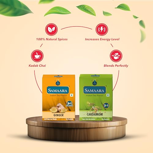 Samaara Instant Tea Premix Sachets, 20 Sachets Box, Instant Tea, Premix Tea Sachets, Assam Tea, Black Tea, Cardamom Elaichi Ginger Adrak Flavour Tea Powder 300gm (FROM INDIA)SAB - View 7 of 7