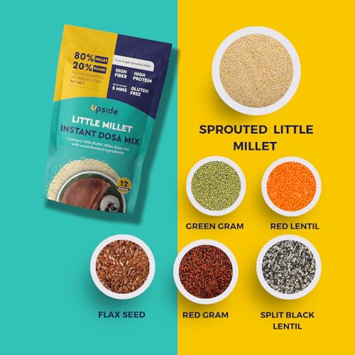 Upside Health Millet Instant Dosa Mix-Sprouted Millet (Pack of 4, 48 Dosas) | Kodo &amp; Little Millet | High Protein Dosa | Instant Dosa | No Salt - No Preservatives (FROM INDIA)SAB - View 5 of 6