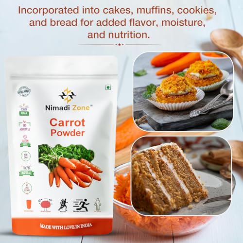 Nimadi Zone 100% Pure Carrot Powder 200 gm Earthy Flavor and Rich Source of Vitamins Culinary Uses Carrot powder for Drinking Perfect for Smoothies, Soups, Baked Goods, and SnacksFROM INDIA(NUZ) - View 4 of 7