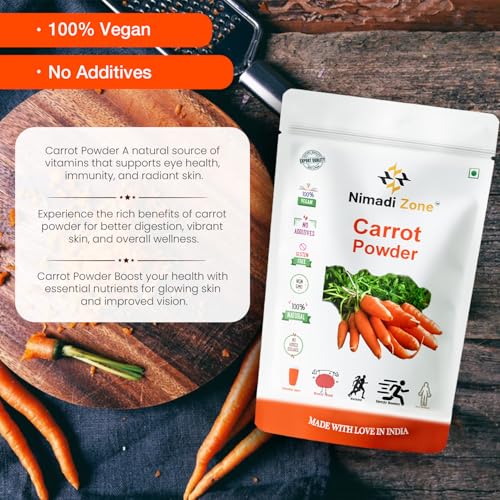 Nimadi Zone 100% Pure Carrot Powder 200 gm Earthy Flavor and Rich Source of Vitamins Culinary Uses Carrot powder for Drinking Perfect for Smoothies, Soups, Baked Goods, and SnacksFROM INDIA(NUZ) - View 5 of 7
