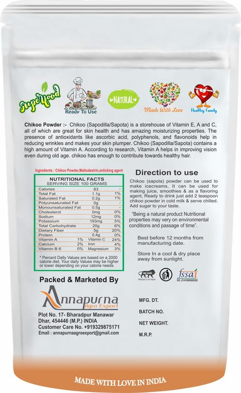 Nimadi Zone Chiku Powder | Chikoo Fruit Shake Powder | Dry, No Added Sugars - 500 GM by Nimadi ZoneFROM INDIA(NUZ) - View 2 of 6