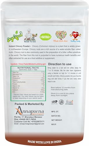 Nimadi Zone 100% Pure Instant Chicory Root Powder 500 gm with Rich Taste and Earthy Flavor Coffee Powder and High in Fiber Culinary Uses Chicory Powder Ideal for Smoothies, BakingFROM INDIA(NUZ) - View 2 of 6
