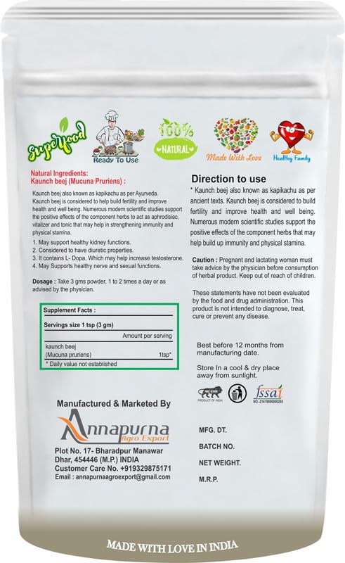 Nimadi Zone Kaunch Beej Powder | Mucuna Pruriens Powder - 100 GM By Nimadi ZoneFROM INDIA(NUZ) - View 2 of 6
