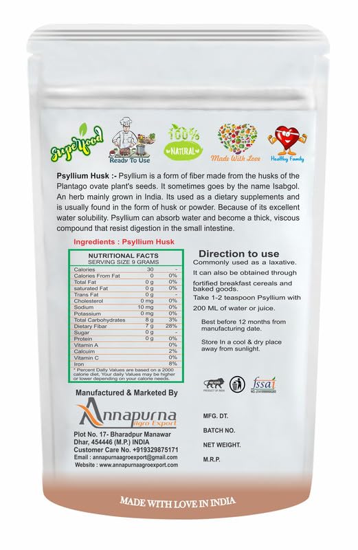 Nimadi Zone 99% Psyllium Husk/Isabgol Husk (Sat - Isabgol) Fibre Support - 500 GM by Nimadi ZoneFROM INDIA(NUZ) - View 2 of 6