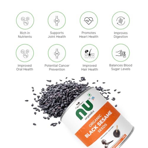 Nu Organics Raw Black Sesame Seeds - 125g | 100% Natural &amp; Clean | Unhulled Til Seeds for Eating | Organic Black Gingelly Oil Seeds | Kaale Til for Weight Loss and Cooking (FROM INDIA)SAB - View 4 of 7