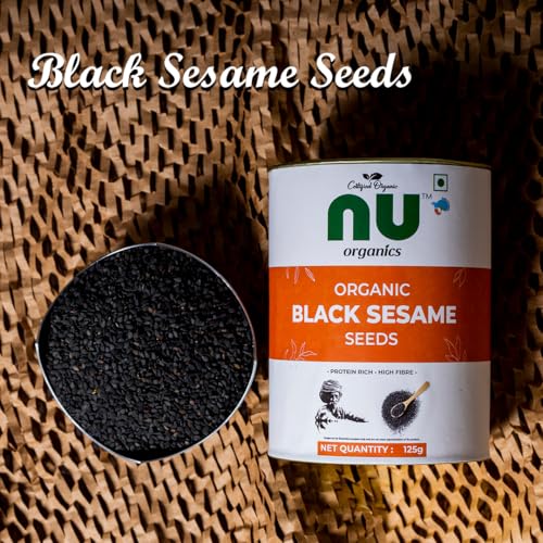 Nu Organics Raw Black Sesame Seeds - 125g | 100% Natural &amp; Clean | Unhulled Til Seeds for Eating | Organic Black Gingelly Oil Seeds | Kaale Til for Weight Loss and Cooking (FROM INDIA)SAB - View 6 of 7