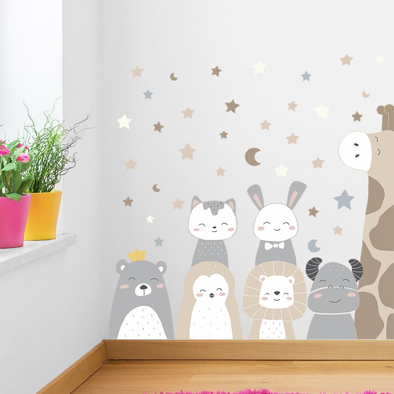 Tipi Tipi Tap Cute Animal Wall Stickers for Kids Room Decor Nursery Wall Decals for Kids Bedroom Playroom Living Room Decoration Boho Wall Art - View 2 of 7