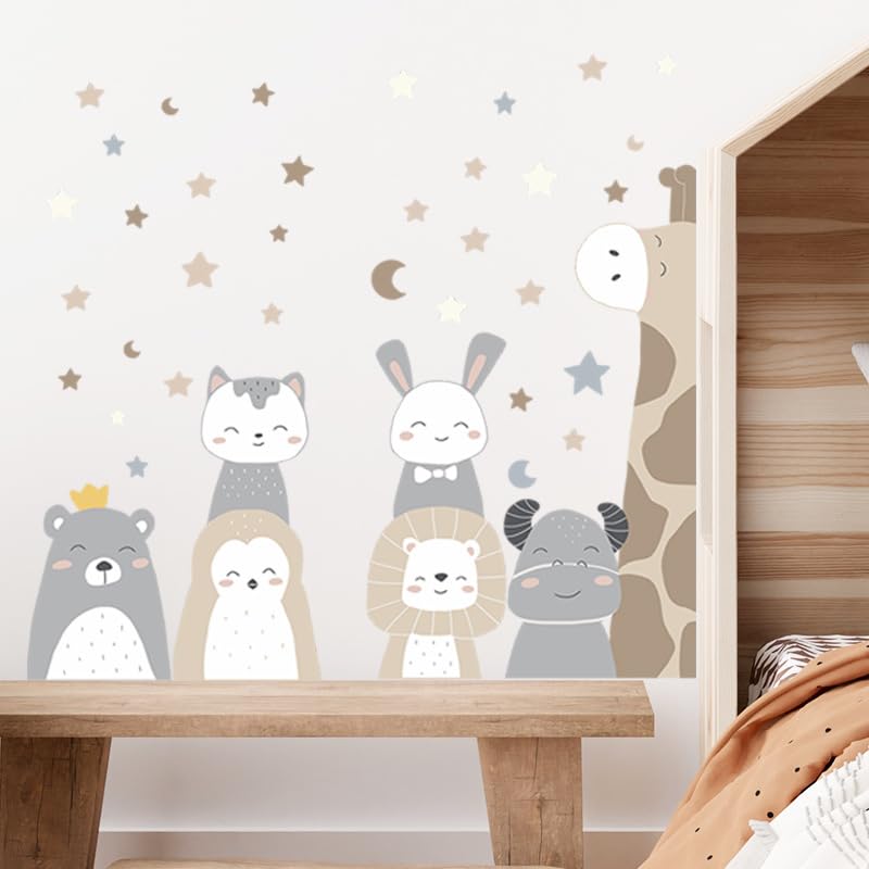 Tipi Tipi Tap Cute Animal Wall Stickers for Kids Room Decor Nursery Wall Decals for Kids Bedroom Playroom Living Room Decoration Boho Wall Art - View 5 of 7