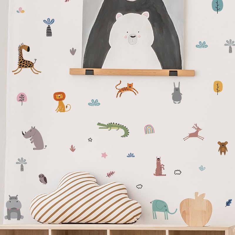 Tipi Tipi TapTipi Tipi Tap Cute Jungle Safari Animals Wall Stickers for Kids Baby Wall Stickers for Kids Room Bedroom Playroom Nursery Living Room D�cor Wall Art Wall Decoration Boho - View 2 of 7
