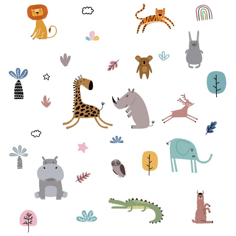 Tipi Tipi TapTipi Tipi Tap Cute Jungle Safari Animals Wall Stickers for Kids Baby Wall Stickers for Kids Room Bedroom Playroom Nursery Living Room D�cor Wall Art Wall Decoration Boho - View 5 of 7
