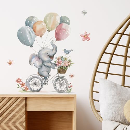 Tipi Tipi Tap Cute Elephant with Balloons Wall Stickers for Kids Baby Wall Stickers for Kids Room Bedroom Playroom Nursery Living Room D�cor Wall Art Wall Decoration Boho - View 2 of 7