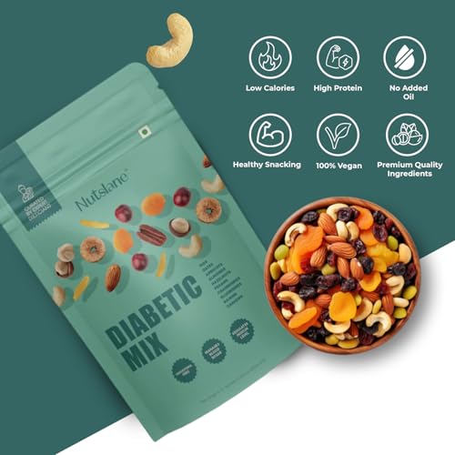 Nutslane Diabetic Friendly Trail Mix | Unsalted Mixed Dry Fruits - Figs, Almonds, Dates, Apricots, Hazelnuts, Pecans, Cranberries, Blueberries, Raisins, Cashews | Rich In Fiber &amp; Antioxidant | Cholesterol Free - 200g (FROM INDIA)SAB - View 3 of 7