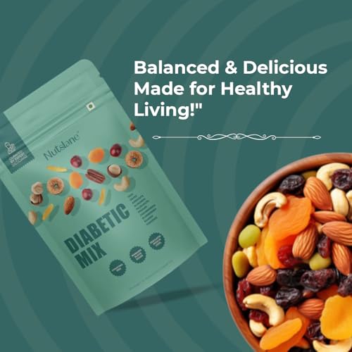 Nutslane Diabetic Friendly Trail Mix | Unsalted Mixed Dry Fruits - Figs, Almonds, Dates, Apricots, Hazelnuts, Pecans, Cranberries, Blueberries, Raisins, Cashews | Rich In Fiber &amp; Antioxidant | Cholesterol Free - 200g (FROM INDIA)SAB - View 6 of 7