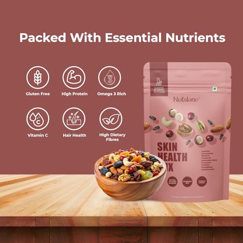 Nutslane Skin Health Trail Mix | With Almonds, Macadamias, Walnuts, Hazelnuts, Sunflower Seeds, Pistachios, Cashews, Cranberries, Pumpkin Seeds | Rich in Fiber &amp; Antioxidant - 200g (FROM INDIA)SAB - View 2 of 7