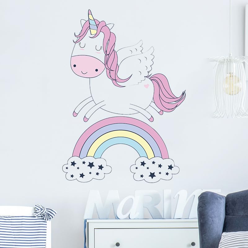 Pumkins Unicorn and Rainbow Wall Decal for Kids Nursery Decor, Bedroom Wall Stickers, Playroom Decoration, Baby Room Art - View 3 of 7