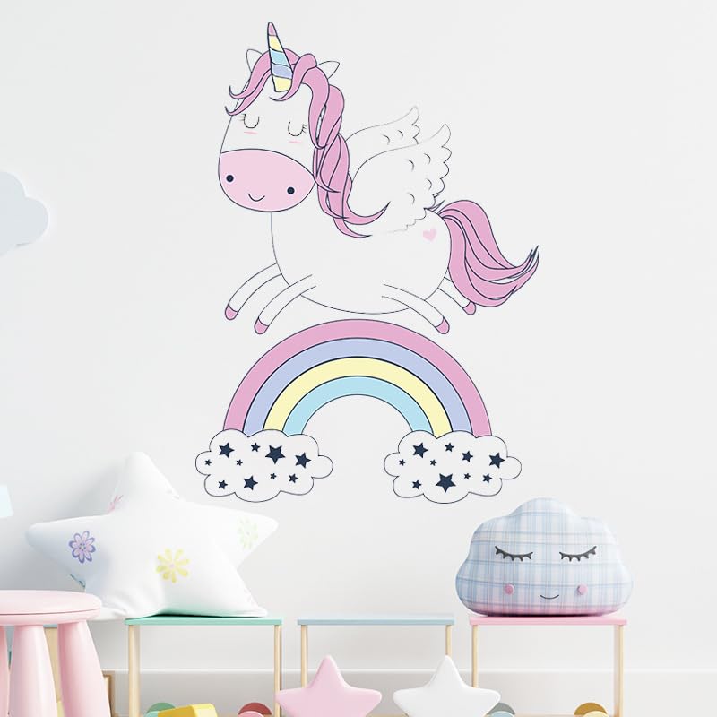 Pumkins Unicorn and Rainbow Wall Decal for Kids Nursery Decor, Bedroom Wall Stickers, Playroom Decoration, Baby Room Art - View 4 of 7