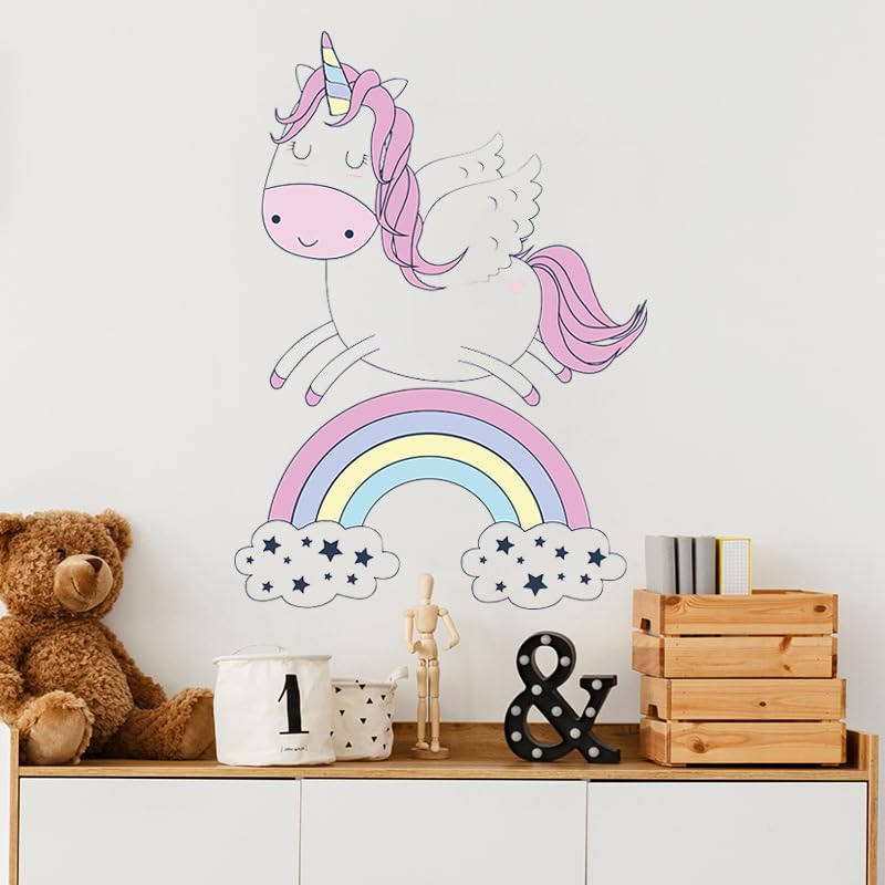 Pumkins Unicorn and Rainbow Wall Decal for Kids Nursery Decor, Bedroom Wall Stickers, Playroom Decoration, Baby Room Art - View 5 of 7