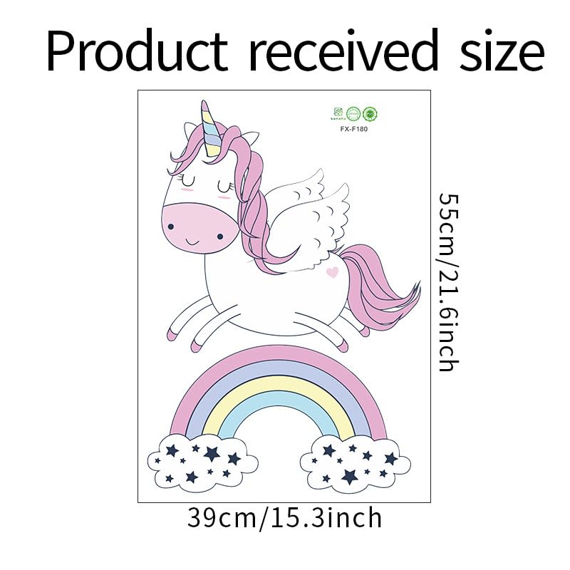Pumkins Unicorn and Rainbow Wall Decal for Kids Nursery Decor, Bedroom Wall Stickers, Playroom Decoration, Baby Room Art - View 7 of 7