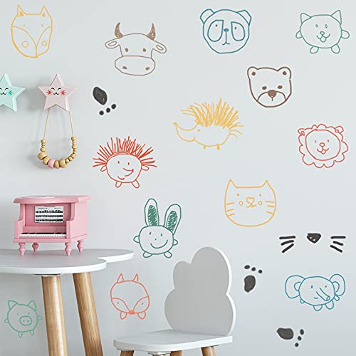 Pumkins Cartoon Animal Heads Wall Stickers for Kids Baby Wall Stickers for Kids Room Bedroom Playroom Nursery Living Room D�cor Wall Art Wall Decoration Boho(FROM INDIA)JEZ - View 2 of 7