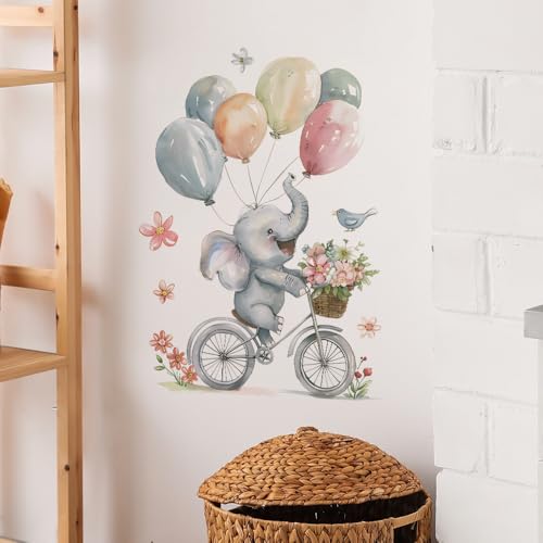 Pumkins Baby Elephant with Balloons Wall Stickers for Kids Baby Wall Stickers for Kids Room Bedroom Playroom Nursery Living Room D�cor Wall Art Wall Decoration Boho - View 2 of 7