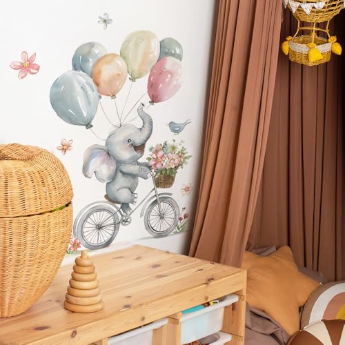 Pumkins Baby Elephant with Balloons Wall Stickers for Kids Baby Wall Stickers for Kids Room Bedroom Playroom Nursery Living Room D�cor Wall Art Wall Decoration Boho - View 3 of 7