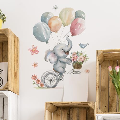 Pumkins Baby Elephant with Balloons Wall Stickers for Kids Baby Wall Stickers for Kids Room Bedroom Playroom Nursery Living Room D�cor Wall Art Wall Decoration Boho - View 4 of 7