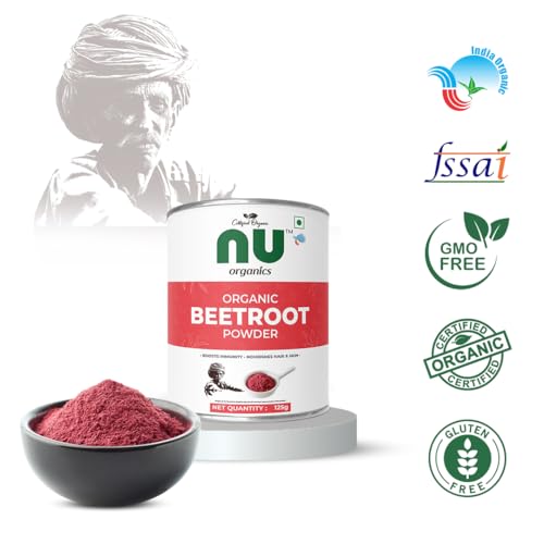 Nu Organics Beetroot Powder 125g | Organic Nitric Oxide Supplement | Blood Pressure &amp; Heart Health Support | Non-GMO Superfood (FROM INDIA)SAB - View 2 of 6