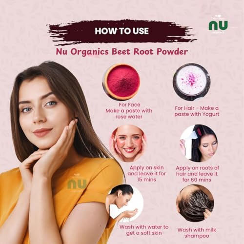 Nu Organics Beetroot Powder 125g | Organic Nitric Oxide Supplement | Blood Pressure &amp; Heart Health Support | Non-GMO Superfood (FROM INDIA)SAB - View 5 of 6