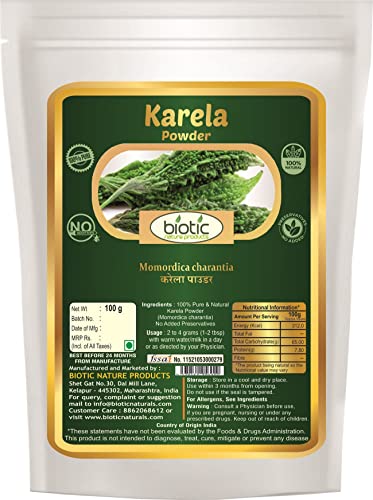 Biotic Natural Karela Powder (Momordica charantia) - 100 gm (FROM INDIA) NUSS - View 3 of 3