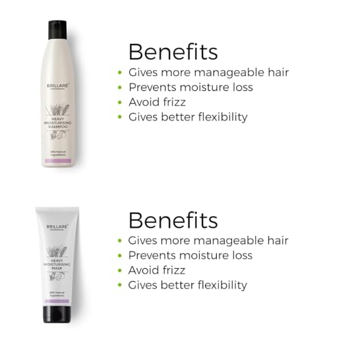 Brillare Professional Heavy Moisturising Natural Shampoo &amp; Hair Mask Combo, Enriched With Wheat Germ &amp; Avocado Fruit, Deeply Nourishes Dry and Frizzy Hair Shampoo 300ml+ Mask 125ml(FROM INDIA)JEZ - View 4 of 5
