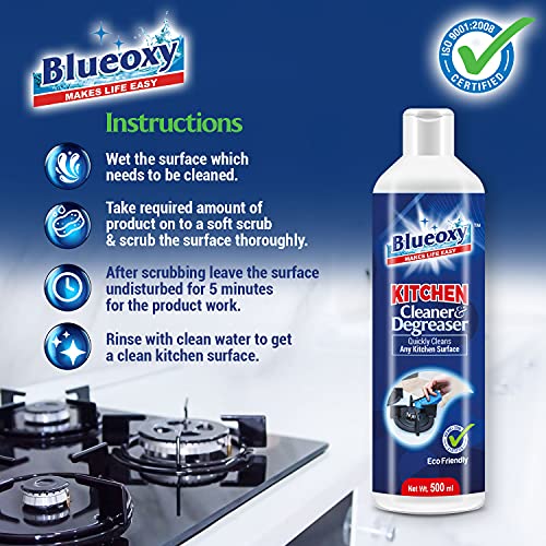 BLUEOXY High-Performance Kitchen Cleaner &amp; Degreaser | Kitchen Grease Remover | Oil Stain Remover for Kitchen | Kitchen Chimney Cleaner | Glass Stove Top Cleaners| Ecological Formulation |500ML | QTY1 (FROM INDIA) NUSS - View 3 of 5