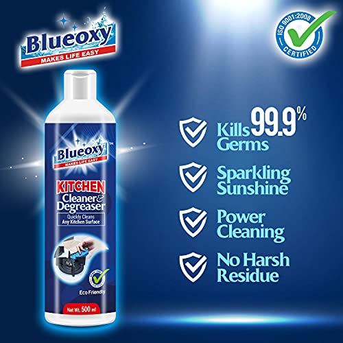 BLUEOXY High-Performance Kitchen Cleaner &amp; Degreaser | Kitchen Grease Remover | Oil Stain Remover for Kitchen | Kitchen Chimney Cleaner | Glass Stove Top Cleaners| Ecological Formulation |500ML | QTY1 (FROM INDIA) NUSS - View 4 of 5