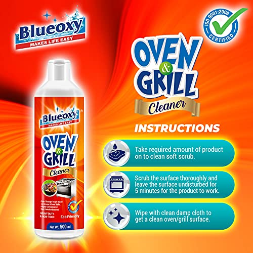 BLUEOXY High-Performance Oven &amp; Grill Cleaner | BBQ Cleaner| Ceramic Grill Interiors | Drip Pans | BBQ Grill Grates |Effortless carbon deposits, fats, oils Remover|Ecological Formulation| 500 ML|QTY 1 (FROM INDIA) NUSS - View 3 of 5