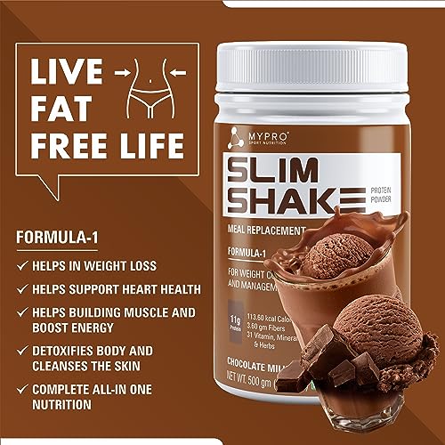 Mypro Sport Nutrition Slim Shake Protein Powder-Meal Replacement Shake For Weight Control &amp; Management-Sugar Free,(11 g Protien 113.60 kcal calories) (Chocolate, 500 g (Pack of 1)) (FROM INDIA)SAB - View 2 of 5