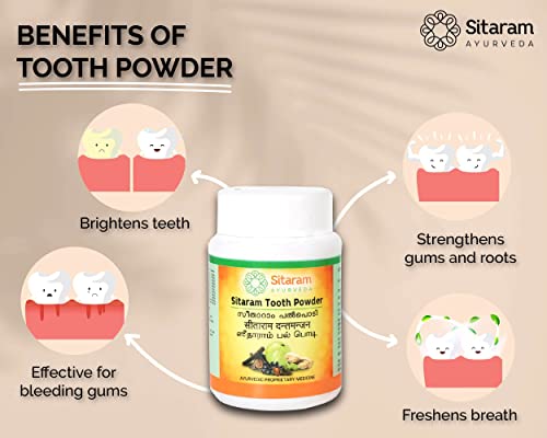 Sitaram Ayurveda Ayurvedic Tooth Powder 50gms | Ayurvedic Teeth Whitening Powder | Freshens Breath, Removes Stains, Herbal Tooth Powder For Oral Health(FROM INDIA)NUZ - View 2 of 6