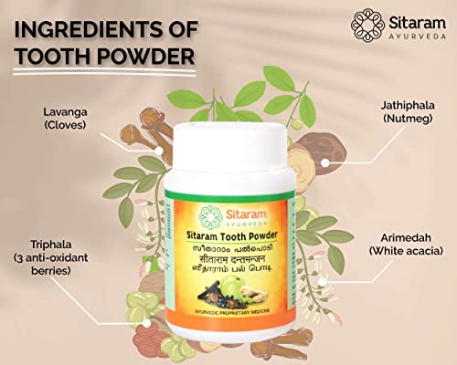 Sitaram Ayurveda Ayurvedic Tooth Powder 50gms | Ayurvedic Teeth Whitening Powder | Freshens Breath, Removes Stains, Herbal Tooth Powder For Oral Health(FROM INDIA)NUZ - View 3 of 6