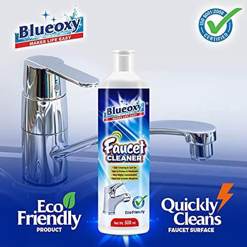 BLUEOXY Faucet Cleaner Liquid | Hard Water Stain Remover for Tap &amp; Kitchen | Limescale Remover | Shower Cleaner | Water Spot Cleaner | SS Fittings Cleaner | Ecological Formulation | 500 ML | QTY 1 (FROM INDIA) NUSS - View 2 of 5
