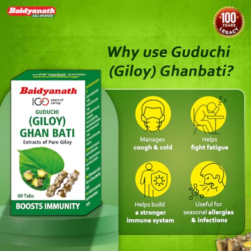 Baidyanath Guduchi (Giloy) Ghanbati - 60 Tablets (pack of 2) - Helps Boost Immunity(FROM INDIA)NUZ - View 5 of 6