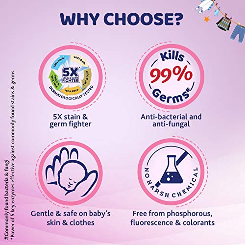 Chicco Sensitive Baby Laundry Detergent, Delicate Flowers Fragrance, 500ml Refill Pack | Liquid Detergent for Baby Clothes | Kills 99% Barteria and Fungi | 5X Stain Fighter | Free From Harsh Chemicals (FROM INDIA)SAB - View 4 of 6