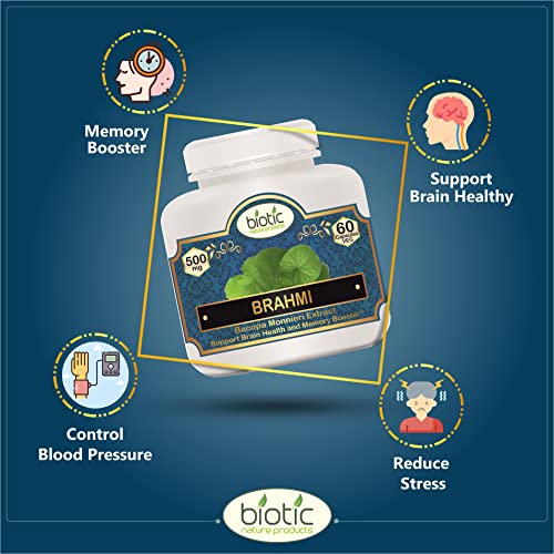 Biotic Brahmi Capsules - Bacopa Monnieri Extract 500mg - 60 Veg Capsules - View 3 of 7