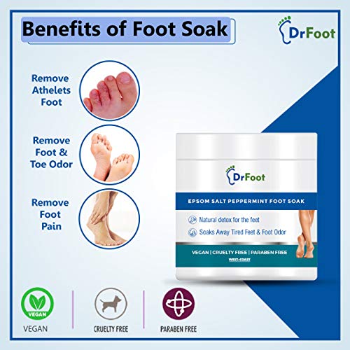 Dr Foot Peppermint Epsom Salt Crystals Foot Soak (Magnesium Sulphate) For Muscle Aches, Pain Relief, Relaxation, Spa Treatment for Bathing and Foot, 200gm (FROM INDIA)SAB - View 3 of 6