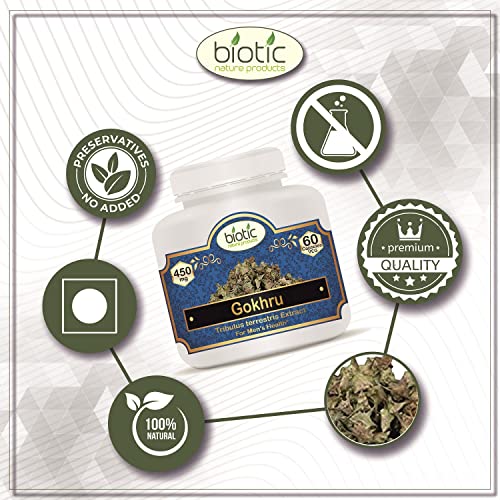 Biotic Natural Gokhru Capsules (Tribulus terrestris) Gokshura Capsules for men 450mg Extract - 60 Veg Capsules (FROM INDIA) NUSS - View 5 of 7